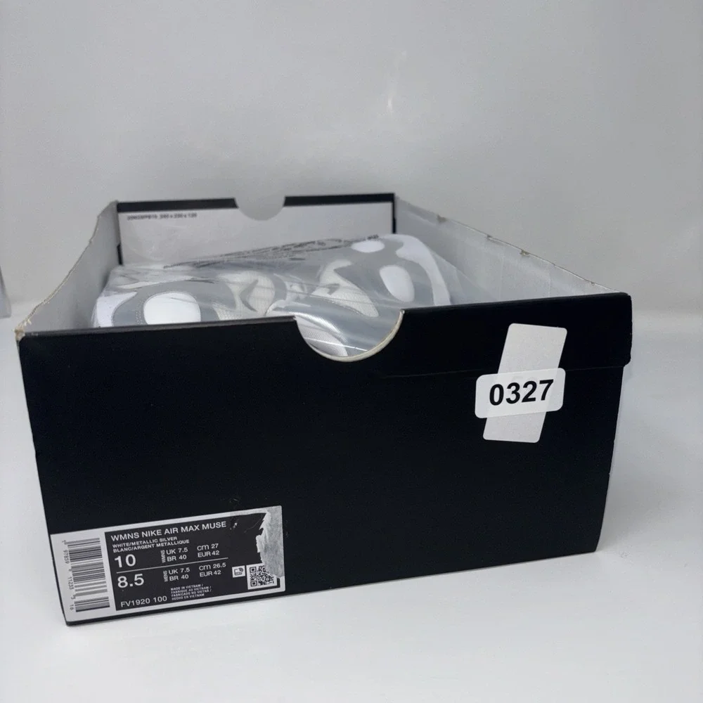 Nike Air Max Muse White Metallic Silver Sneaker FV1920-100 Women's Size 10